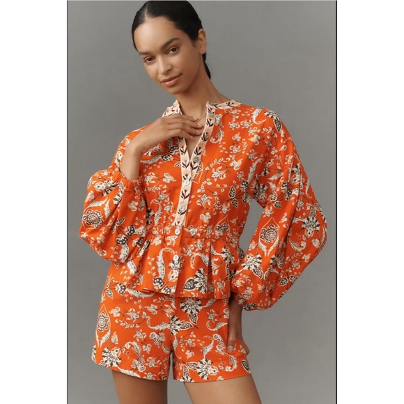 FARM Rio Pants - FARM Rio Orange Floral Printed Romper